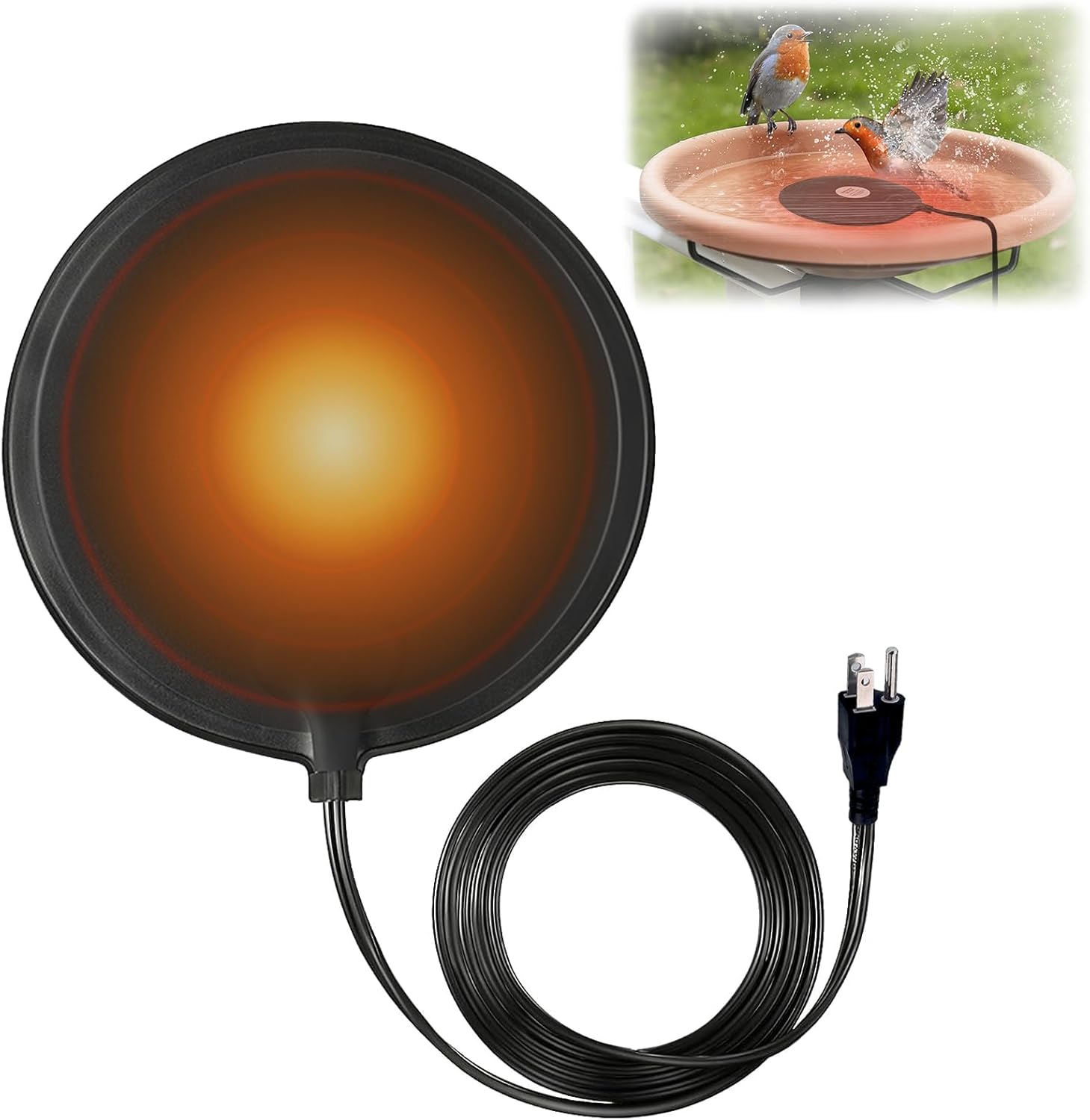Descongelador de baño para pájaros, 60 W, controlados termostáticamente, calentadores de baño para pájaros, descongelador, para invierno, al aire