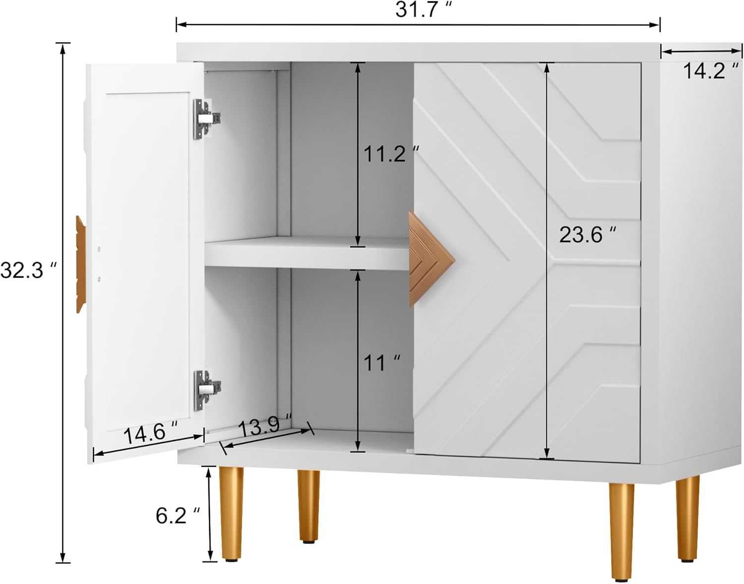 HLR Armario de almacenamiento con 2 puertas, armario decorativo con puertas decorativas en relieve, aparador de gabinete de buffet para sala de