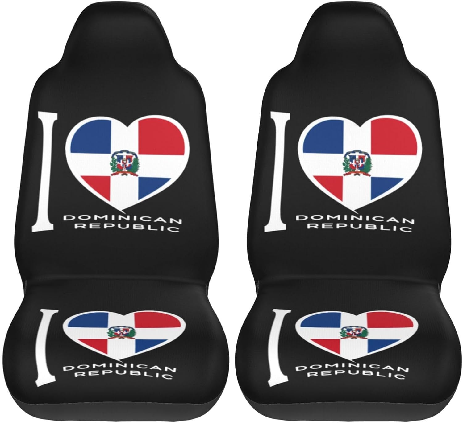 I Love – Juego completo de 2 fundas universales para asientos delanteros de automóvil de República Dominicana, se adapta a la mayoría de