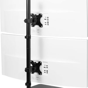 VIVO Soporte de escritorio para monitor ultra ancho doble apilado verticalmente, montaje ajustable extra alto para 2 pantallas ultraanchas de hasta VIVO Soporte de escritorio para monitor ultra ancho doble apilado verticalmente, montaje ajustable extra alto para 2 pantallas ultraanchas de hasta