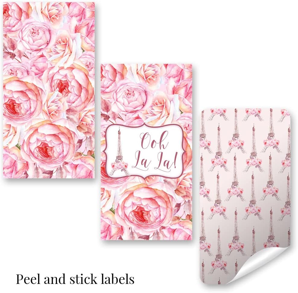 Ooh La La Acuarela Floral París Cumpleaños Mini Chocolate Candy Bar Envolturas para Niños, 45 etiquetas envolventes de 1.4 x 2.6 pulgadas por