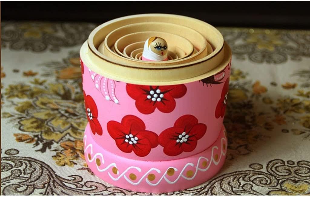 OLOTU Juego de 10 muñecas rusas de anidación con flores rojas con mariposa hechas a mano de madera apilables, juego de juguetes coleccionables