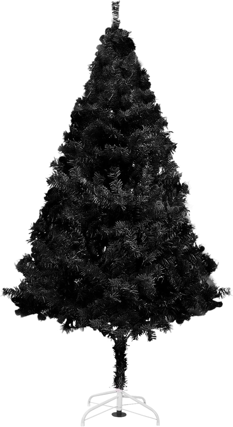 Arthas Árbol de Navidad negro de oropel de Halloween de 6 pies para decoración del hogar, oficina, fiesta, Navidad, vacaciones, temporada,