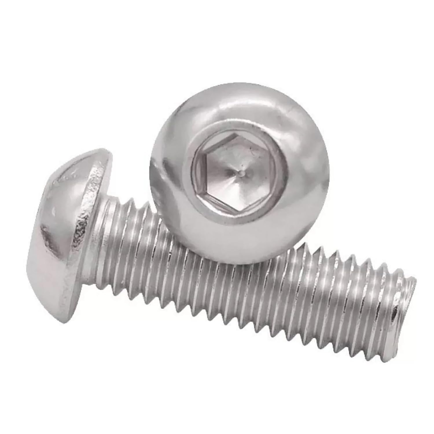 50 tornillos hexagonales de cabeza de botón, 304 (18-8), acero inoxidable 304 (18-8), métrico M6 x 81216201.181 in Allen Head Hex Drive Tornillos de