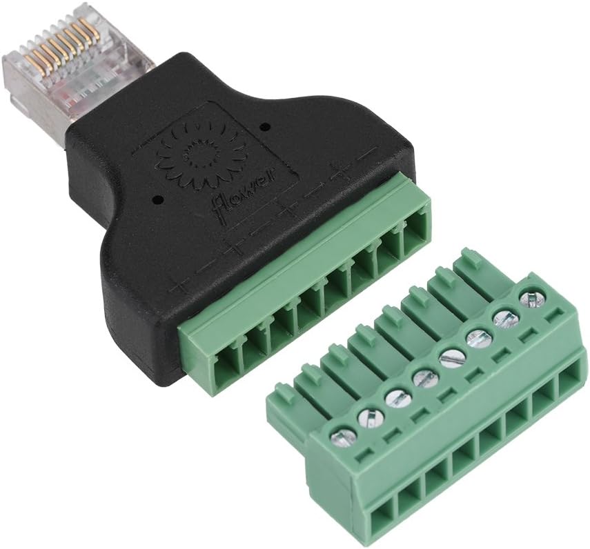 Adaptador de terminal de tornillo, conector Ethernet DVR, conector RJ45 macho a conector de terminal de tornillo de 8 pines de repuesto (paquete de