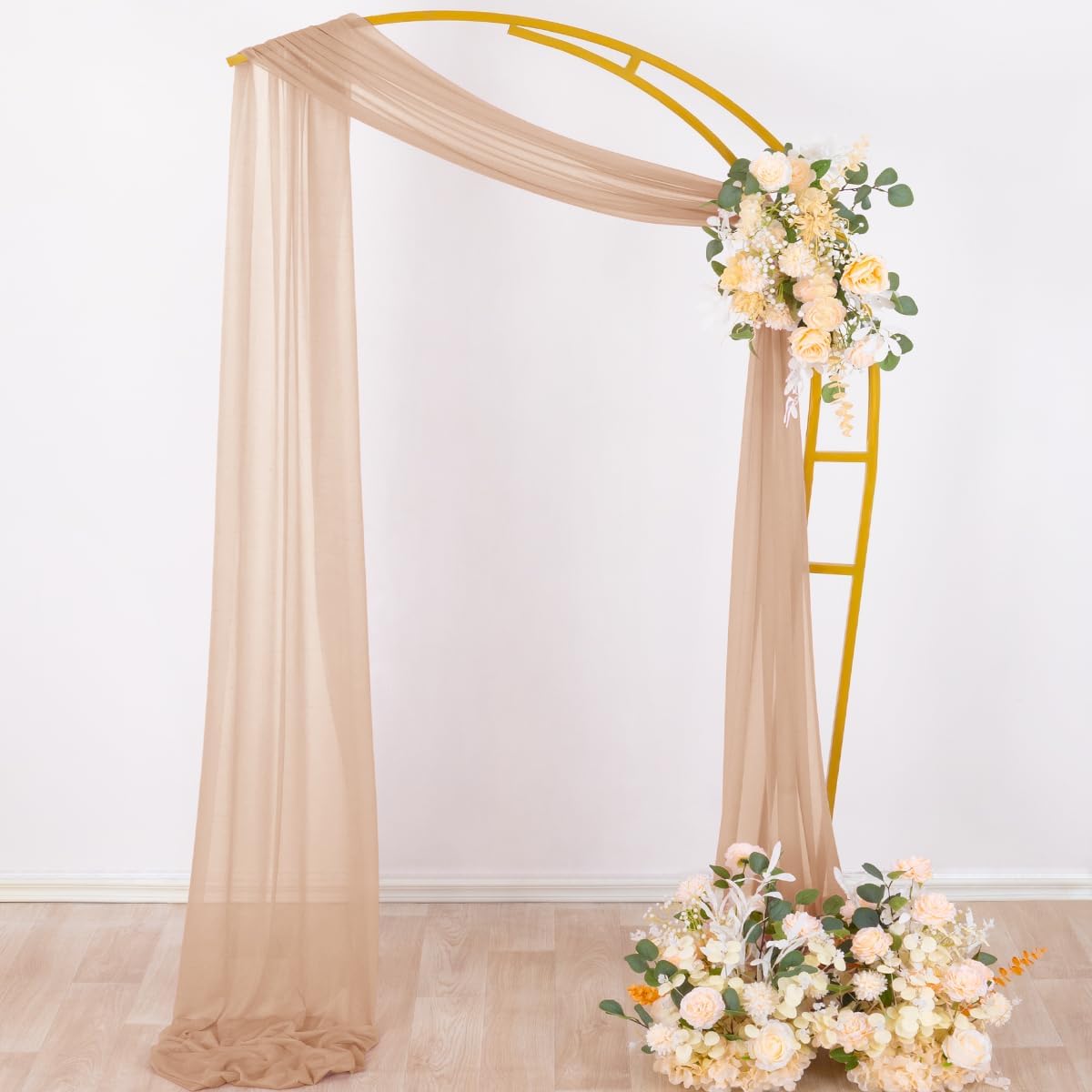 Socomi Tela drapeada de arco de boda de 29 pulgadas x 20 pies, 2 paneles de cortinas transparentes para exteriores, cortinas extralargas para boda,