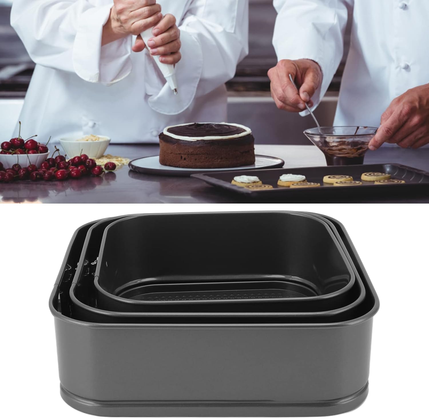 Milltrip Springform – Juego de 3 moldes antiadherentes para tartas de queso con parte inferior extraíble, juego de moldes redondos a prueba de