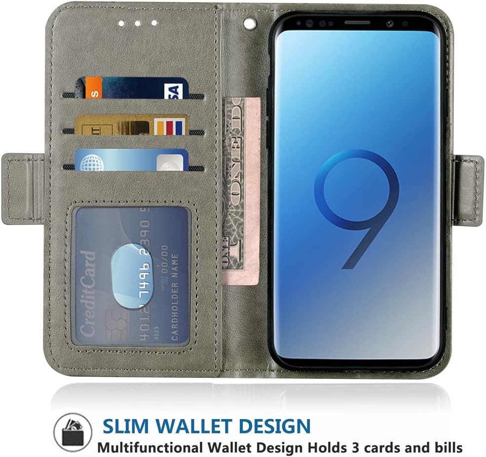 WWAAYSSXA Compatible con Samsung Galaxy Note 9 – Funda tipo cartera con correa para la muñeca, correa de piel, soporte para tarjetas, accesorios