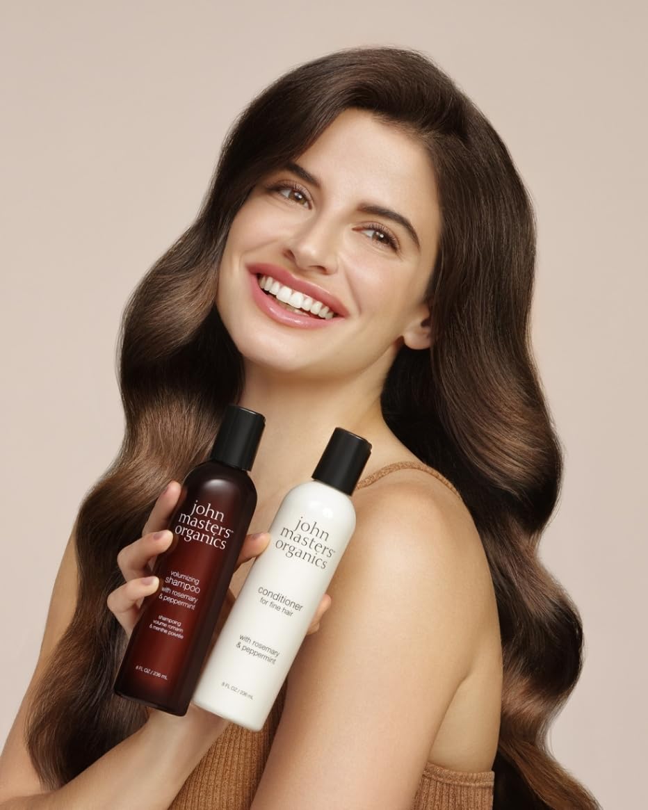 Champú para cabello fino con romero y menta, 16 onzas líquidas