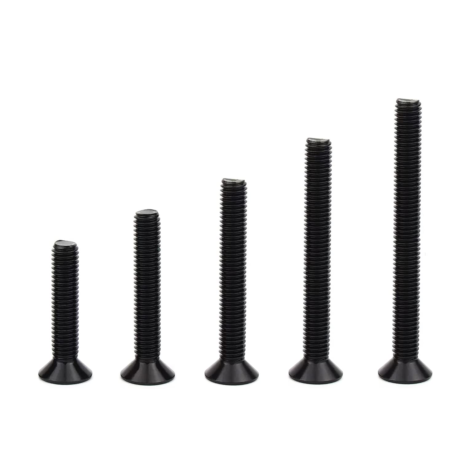 Tornillos avellanados de cabeza plana M5 x 0.787 in, 0.984 in, 1.181 in, 1.378 in, 1.575 in, tornillos avellanados, acero de aleación de grado 10.9,