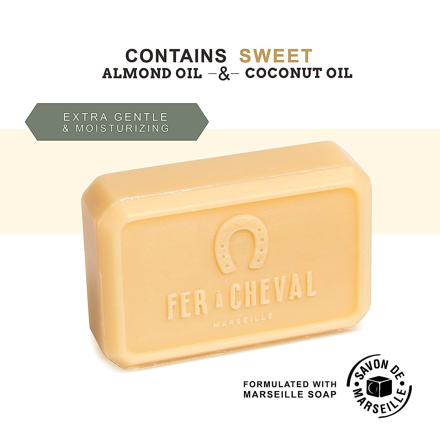Fer à Cheval – Barra de jabón perfumado con pétalos de rosa, 4.41 oz (paquete de 2)  Suave hidratante natural, aceite de argán y manteca de karité