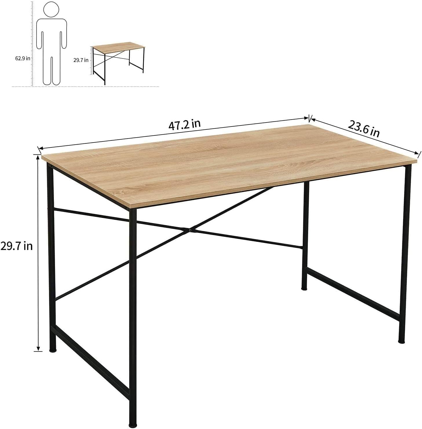 Escritorio de lectura para estudiante de 47 pulgadas, mesa de trabajo de madera, escritorio de computadora para oficina en casa y sala de estar