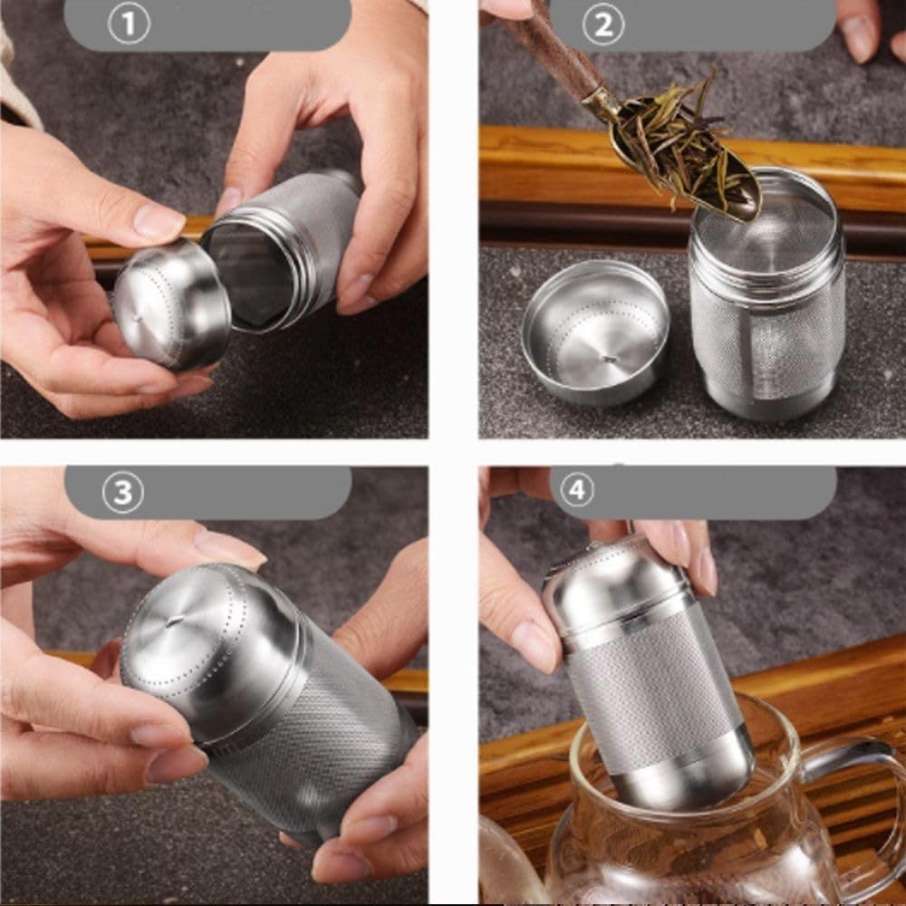 1 colador de té, infusor de té de acero inoxidable, hojas de té, condimentos de especias, tetera, filtro de café de malla fina (S, plateado)