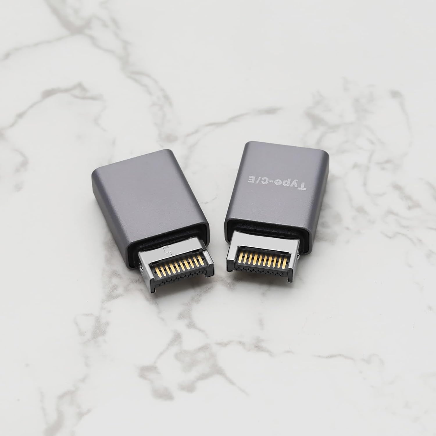 2 unids USB 3.1 Tipo E a Tipo C Adaptador de metal Placa base de computadora Adaptador frontal Accesorios de computadora 10Gbps 1.004×0.571×0.272 in