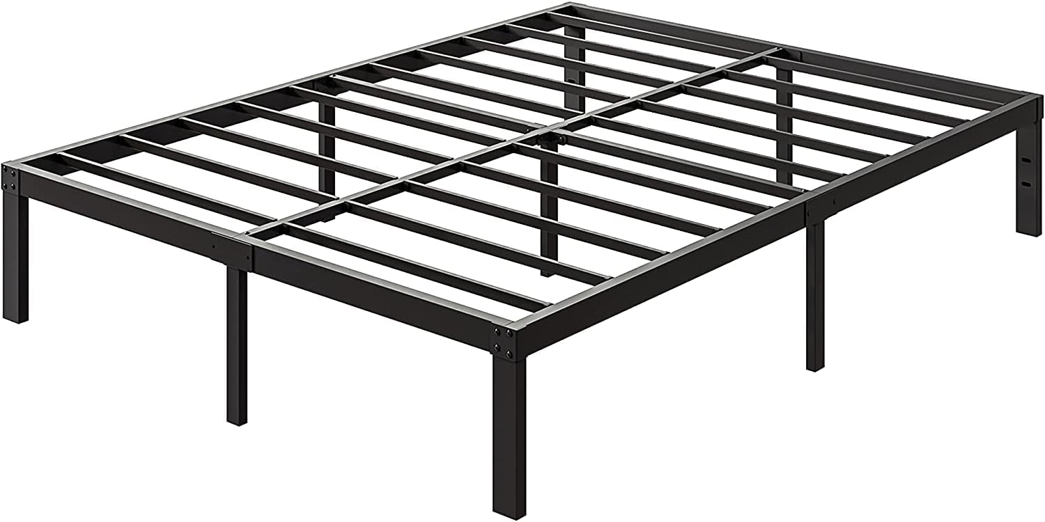Sealvvos Base de colchón de plataforma metálica de 14 pulgadas con soporte de listones de acero, no necesita somier, fácil montaje, color negro