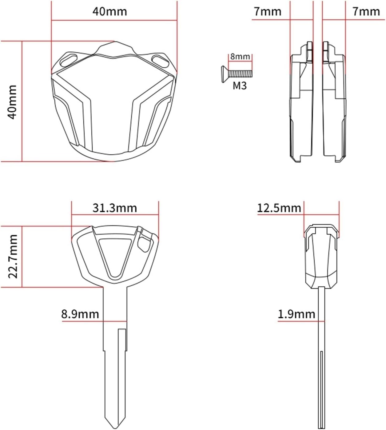 Motorcycle Case Ignition Switch Keys Cover Protection for Kawasaki H2R 2015 2016 2017 2018 2019 2020 2021 2022 2023