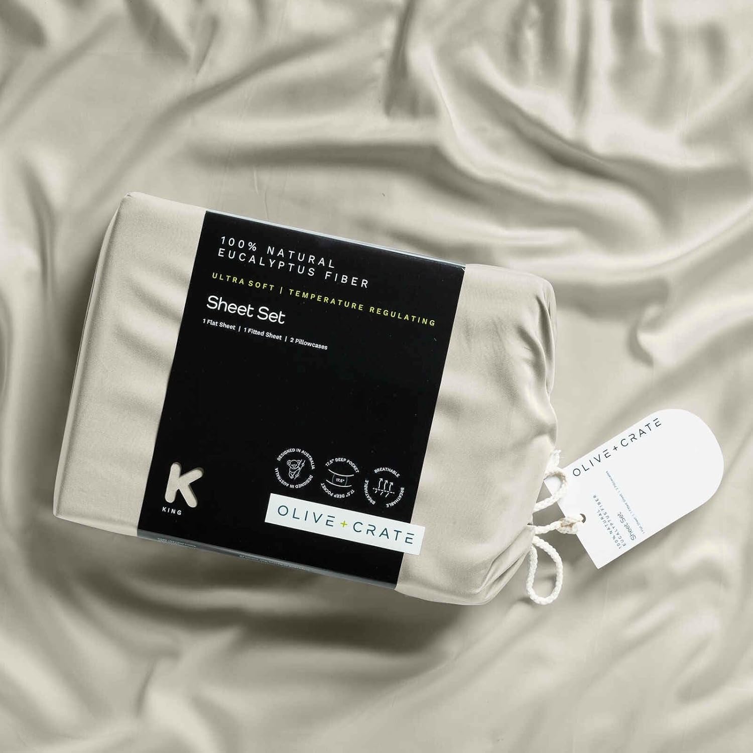 Olive + Crate Juego de sábanas y fundas de almohada refrescantes de eucalipto tamaño King  100% fibra Tencel certificada de Austria  Mejor que el