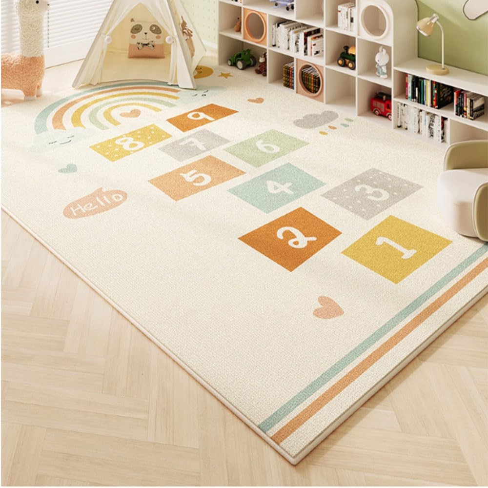 Tapete de juego para niños, City Life Road Traffic Fun Hop and Count Hopscotch, alfombra de sala de juegos, centro de actividades, alfombra de juego