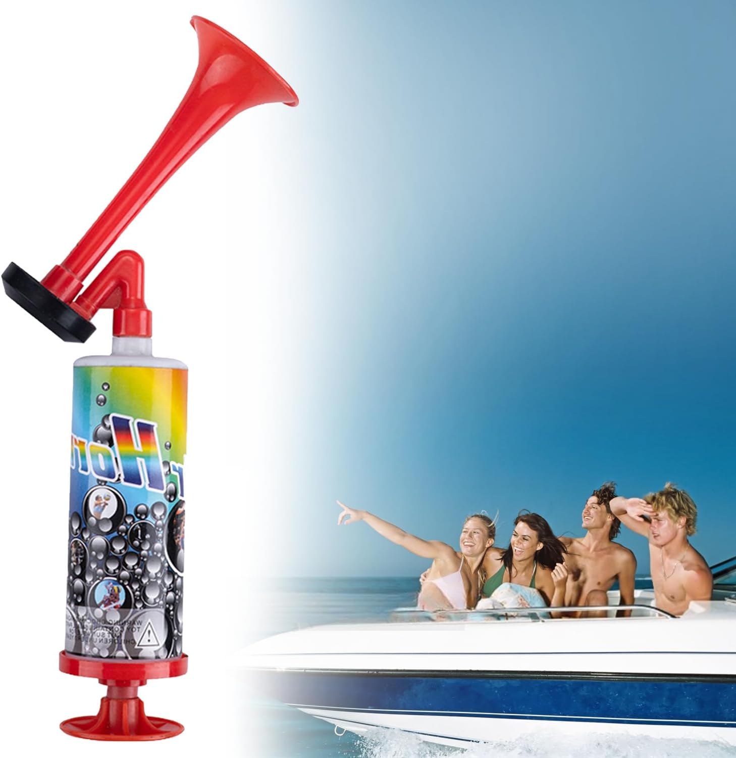 Qidoe – Bocina de aire de mano, mini bomba de empuje de mano, bocinas de aire, generador de ruido fuerte, bocina de seguridad para barco, cuerno de