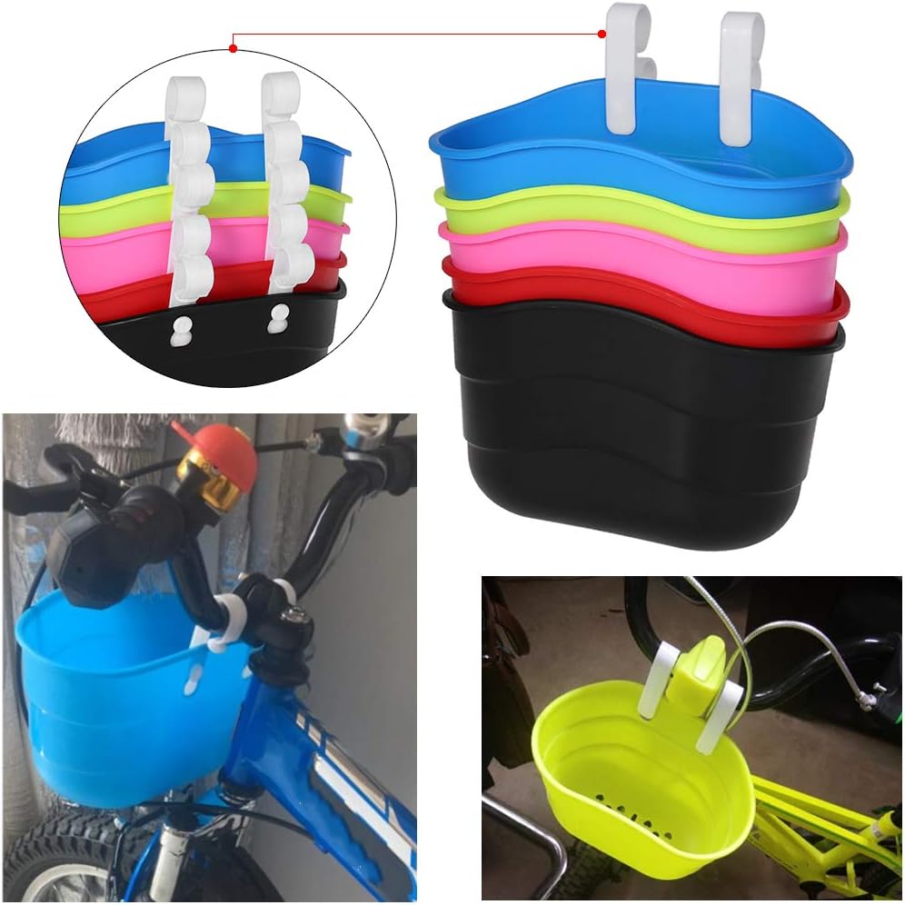 Cesta de bicicleta para niños, cesta de bicicleta delantera para niños, cesta de manillar de bicicleta para niños y niñas, accesorios de plástico