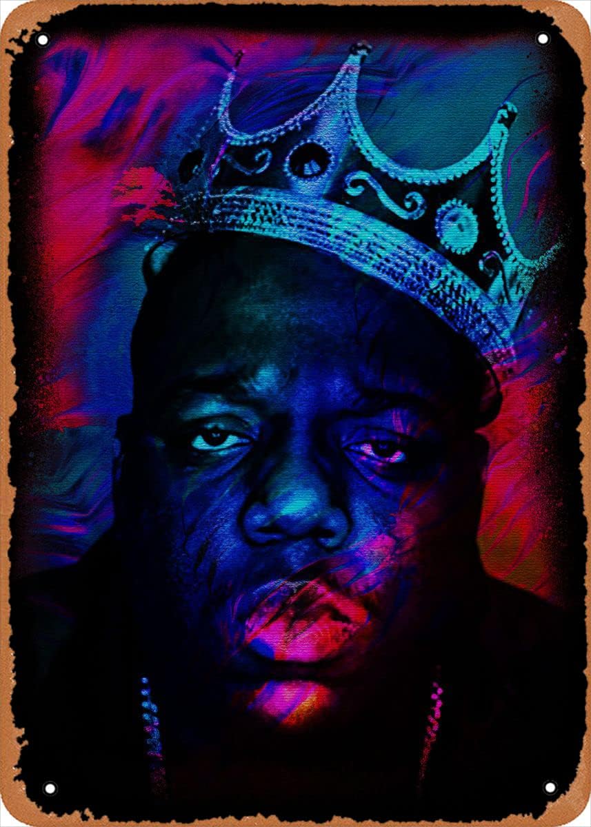 Póster de metal pequeño de la música del rap más vendido, diseño de la pared del arte de la vendimia, 12 x 8 pulgadas