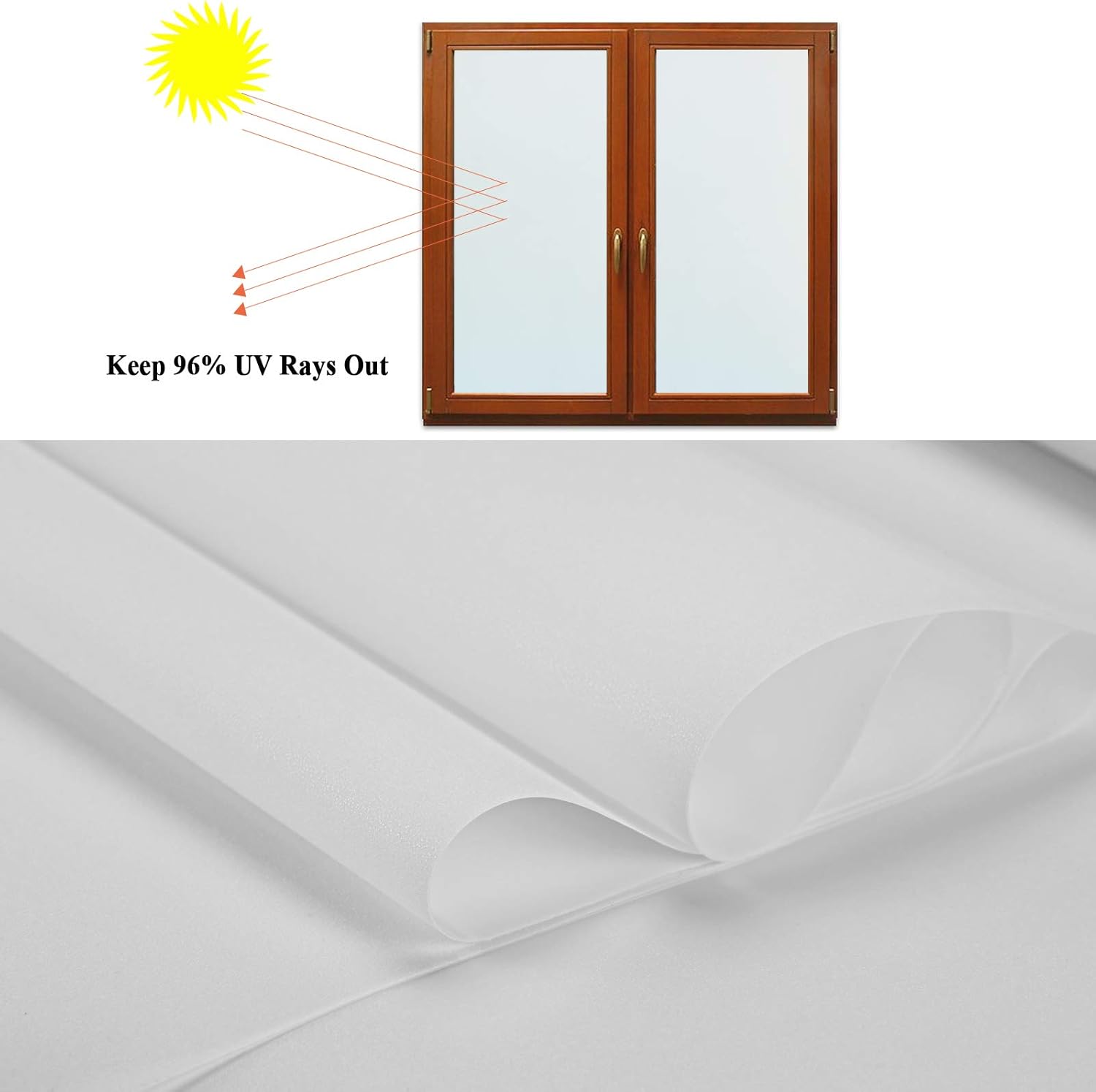 Película de privacidad blanca esmerilada para ventana, sin pegamento, película de vidrio manchado, tinte estático, control de calor, anti UV, para