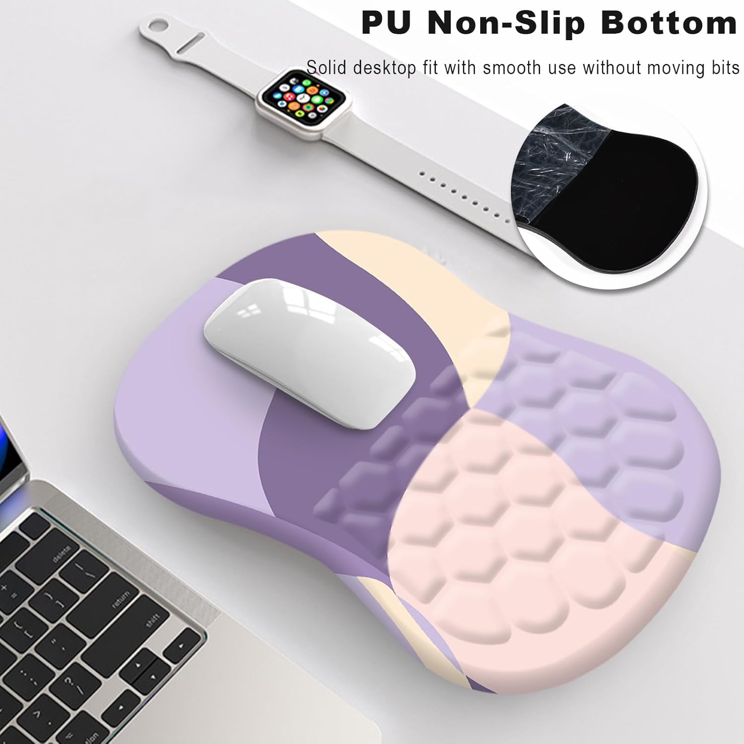 Kakurookie Alfombrilla de mouse ergonómica con soporte para reposamuñecas, diseño de masaje, tapete de mouse para aliviar el dolor del túnel