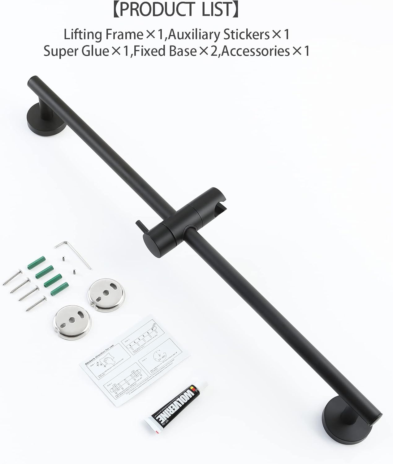 Barra deslizante de ducha de mano para montaje en pared, barra deslizante de ducha de mano, altura ajustable, rociador de ducha de 26 pulgadas,