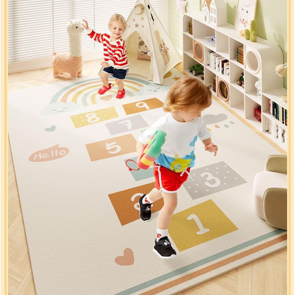 Tapete de juego para niños, City Life Road Traffic Fun Hop and Count Hopscotch, alfombra de sala de juegos, centro de actividades, alfombra de juego