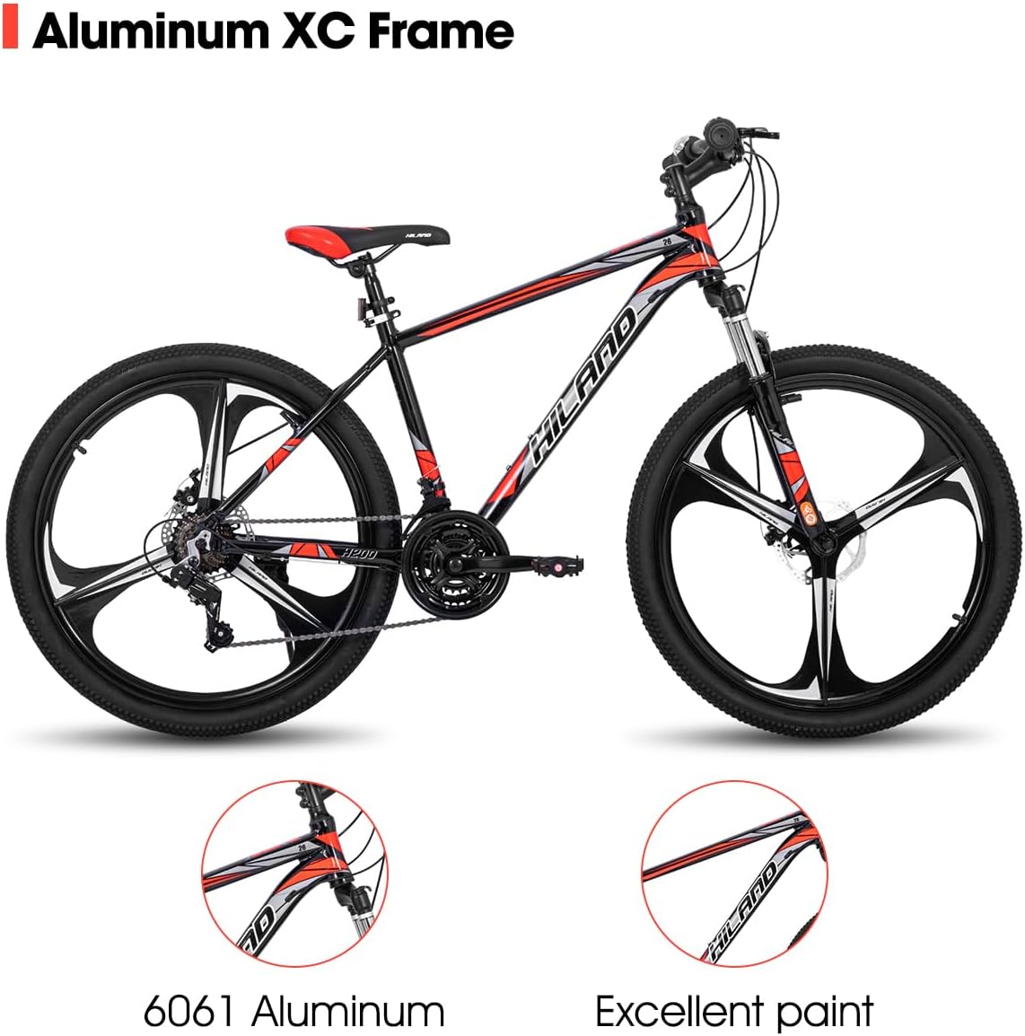 Bicicleta de montaña Hiland, 36multiradios, transmisión Shimano de 21 velocidades, marco de aluminio con ruedas de 26 pulgadas, bicicleta de freno