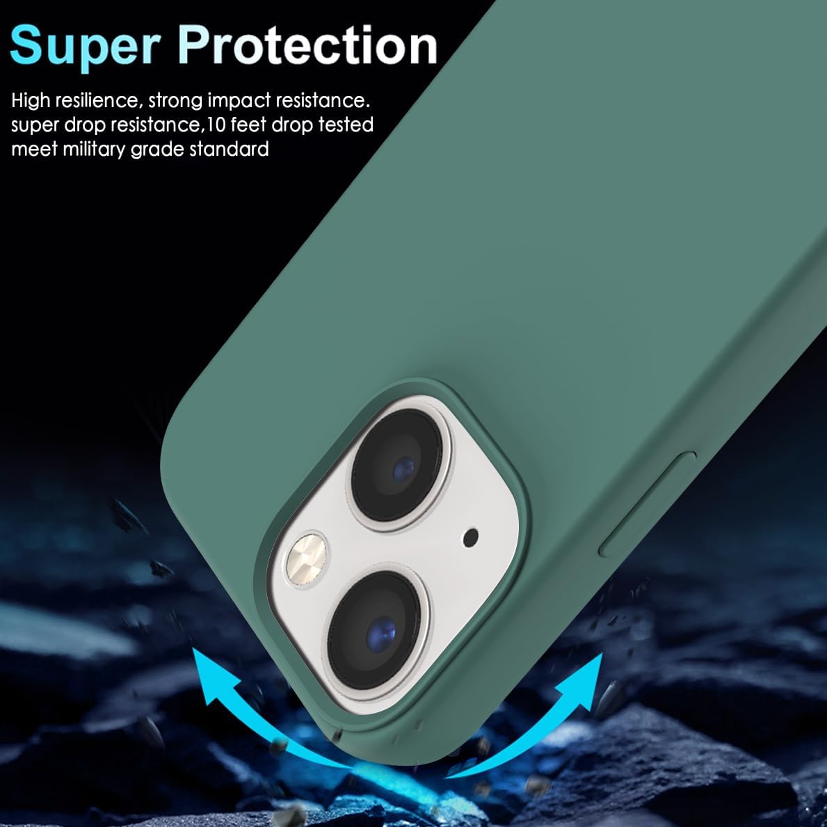 YATWIN Funda 5 en 1 diseñada para iPhone 13 con 2 protectores de pantalla + 2 protectores de lente de cámara, silicona líquida, delgada, de goma