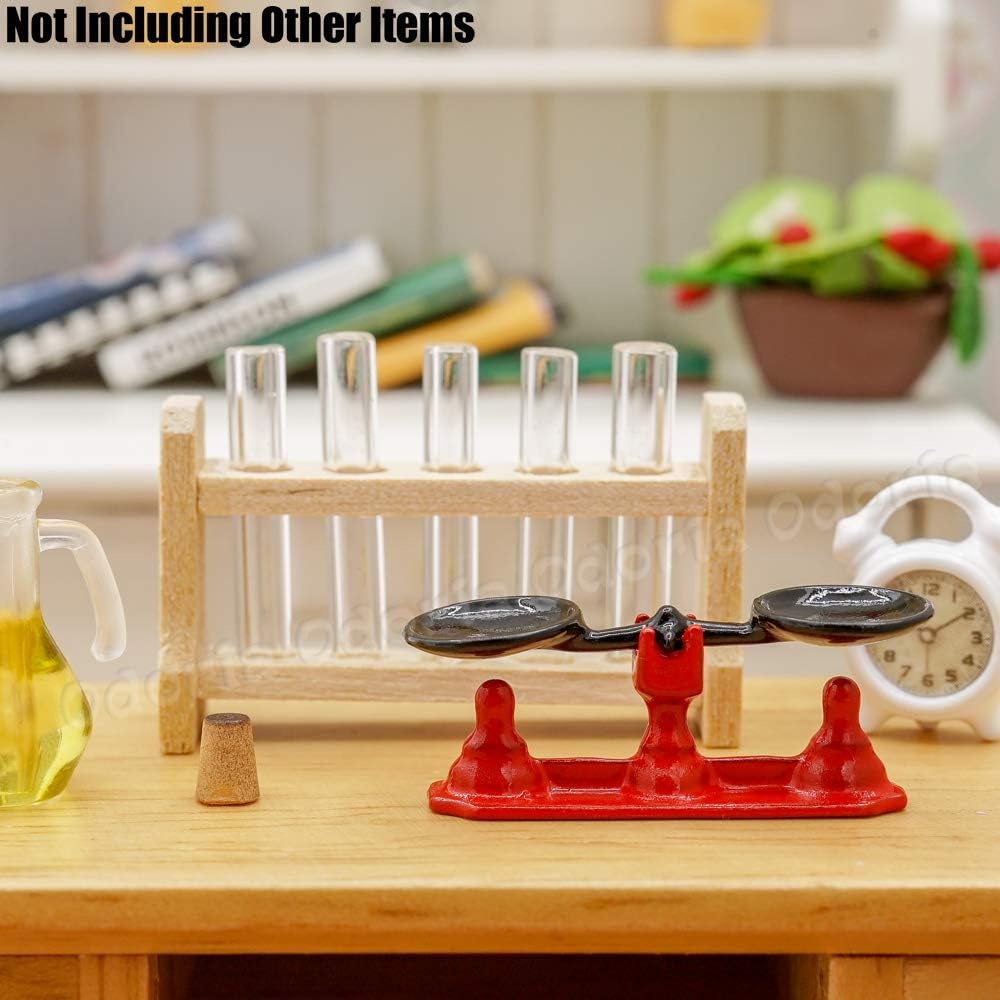 Odoria Escala de equilibrio miniatura 112 para accesorios de decoración de casa de muñecas de laboratorio de ciencia