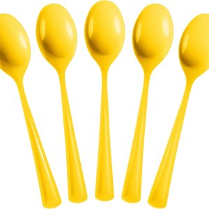 Cucharas desechables de plástico amarillas, 100 piezas, cubiertos desechables de plástico amarillo resistente, cubiertos desechables amarillos, Cucharas desechables de plástico amarillas, 100 piezas, cubiertos desechables de plástico amarillo resistente, cubiertos desechables amarillos,