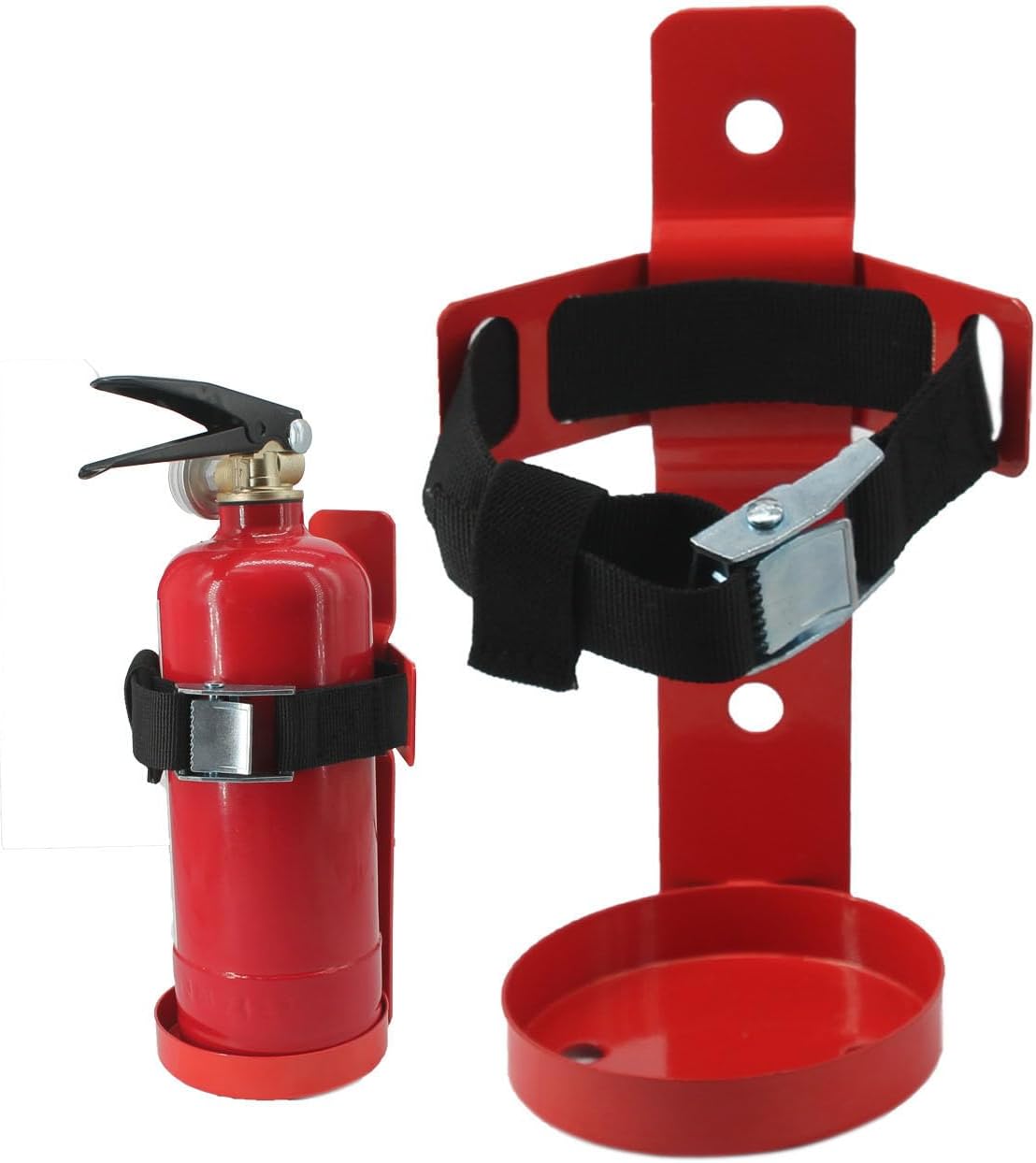 Soporte para extintor de incendios, soporte de metal montado en la pared, compatible con extintores de incendios de 2.5 libras, capa de polvo rojo