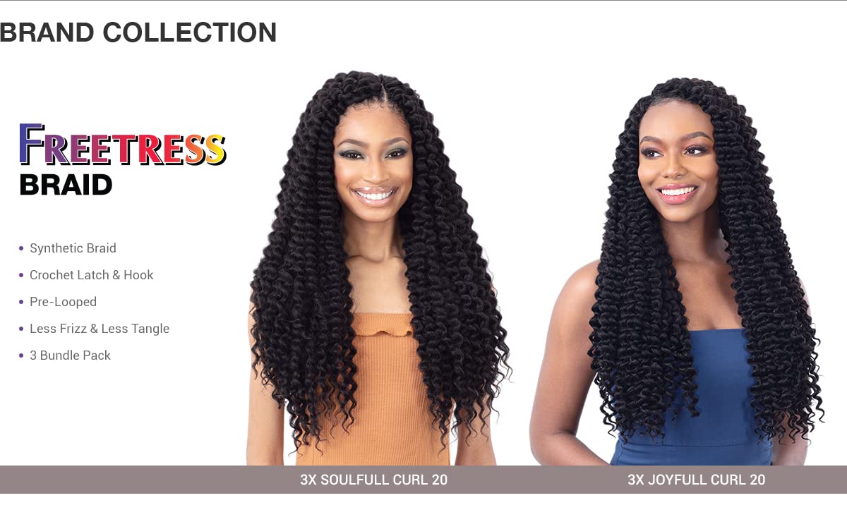 Freetress – Trenza de ganchillo  3 rizos JOYFULL de 20 pulgadas (2 marrón oscuro)