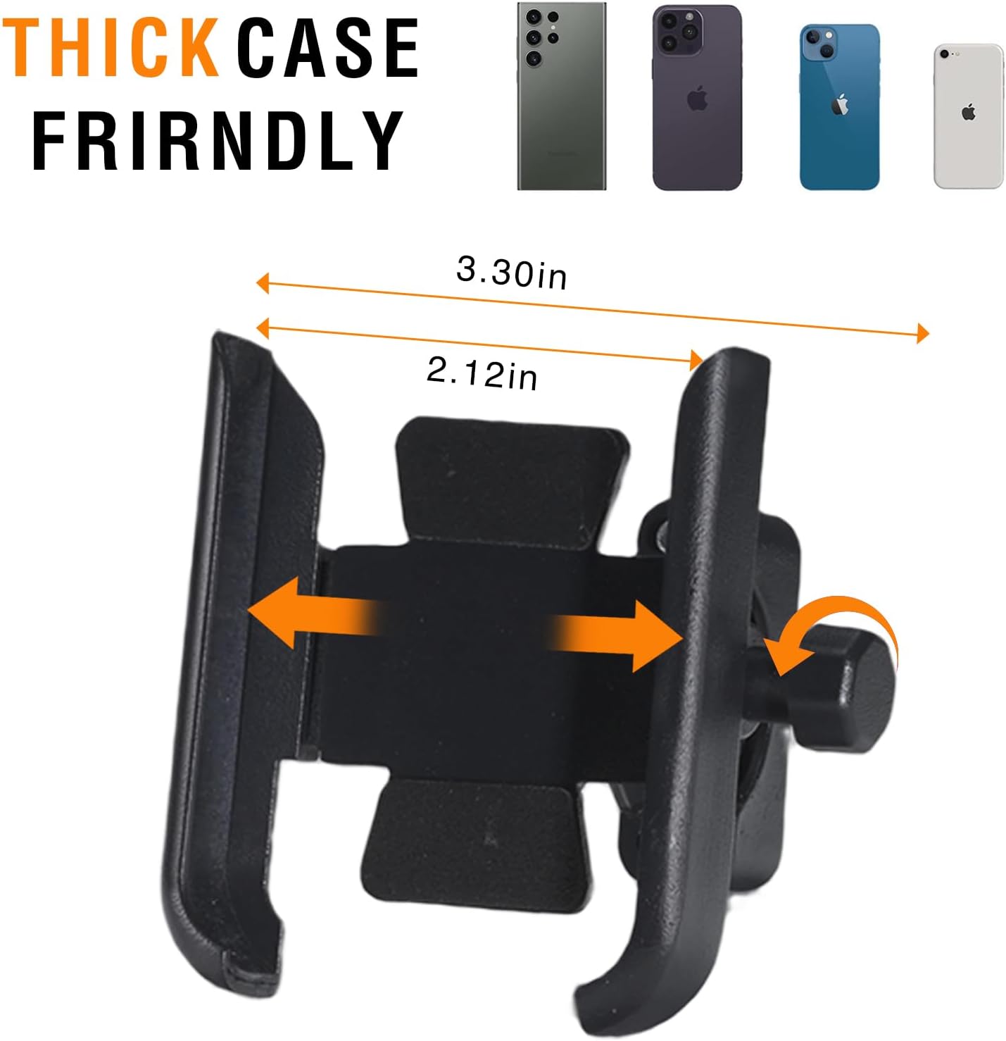 Soporte de teléfono para bicicleta, soporte de teléfono de aleación de aluminio negro para bicicleta con rotación de 360, compatible con teléfonos