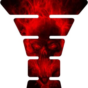 Calcomanía de protección de protector de tanque de moto deportiva roja oscura con calavera explosiva de fuego para motocicleta Calcomanía de protección de protector de tanque de moto deportiva roja oscura con calavera explosiva de fuego para motocicleta