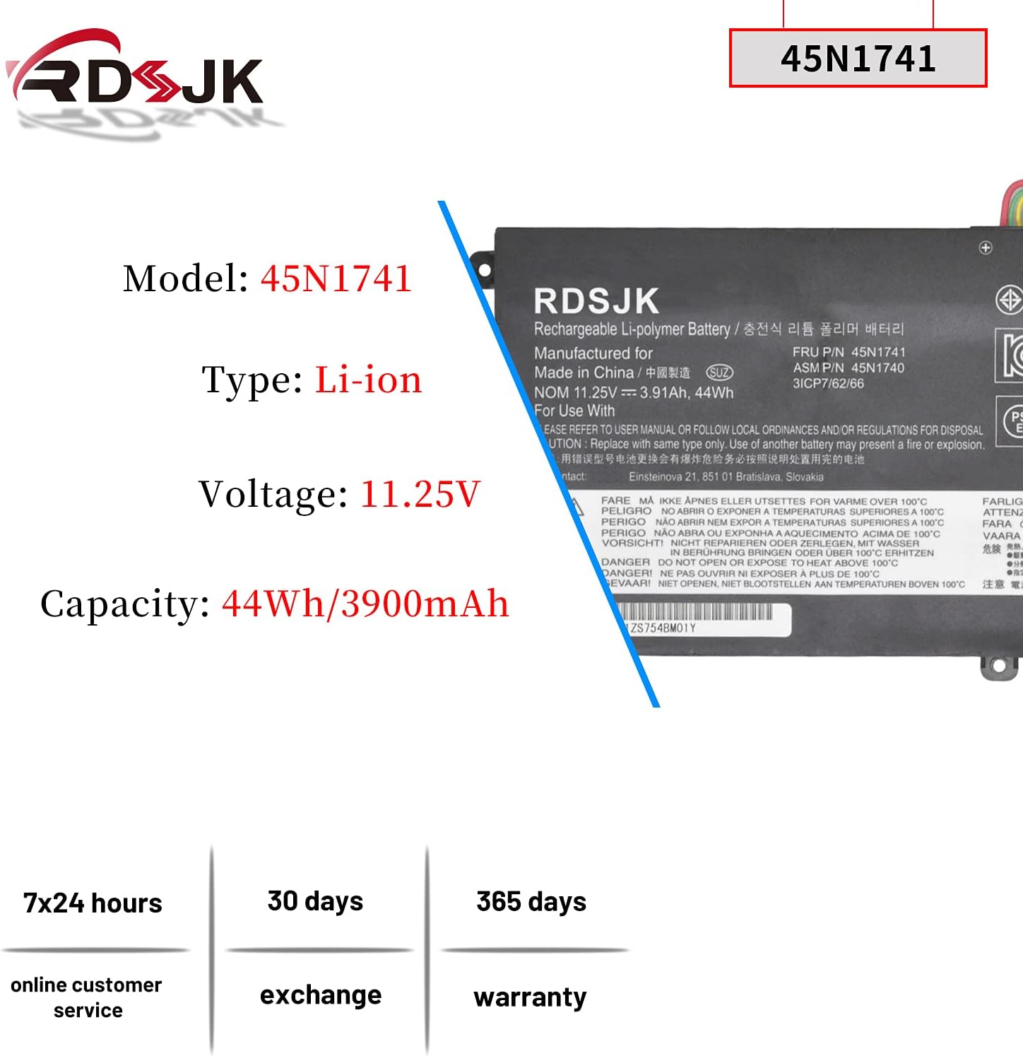 RDSJ 45N1740 45N1741 45N1742 45N1743 00NY639 Batería para portátil Lenovo ThinkPad T550 T550s T560 W550 W550s P50s Series SB10K12721 44Wh