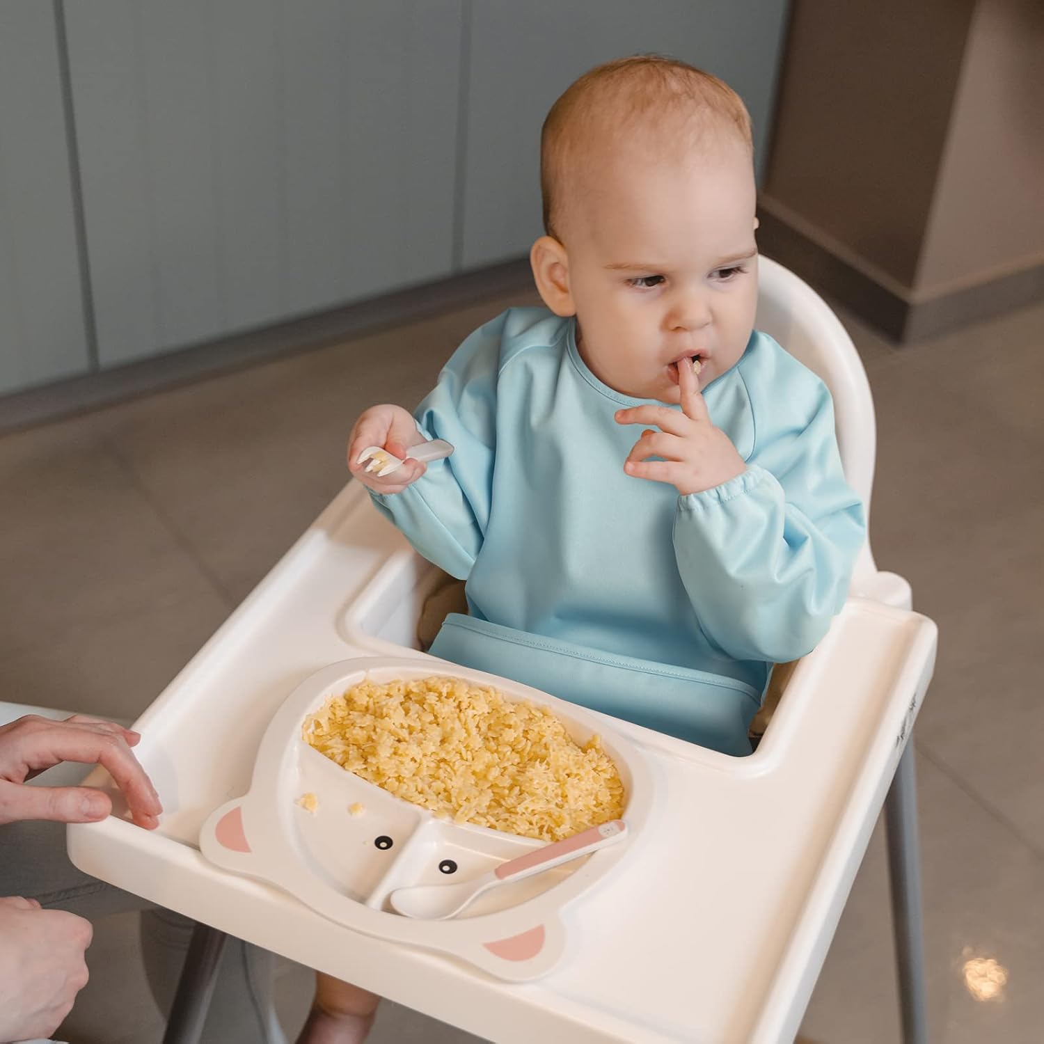 Flyangle Paquete de 2 baberos de manga larga para bebé, solución impermeable para la hora de comer, ideal para niños pequeños de 6 meses a 2 años