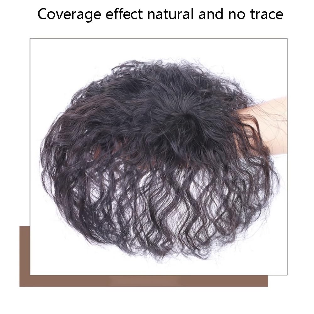 Pieza de peluca de cabello natural con clip, estilo francés, para adelgazar, uso diario (color marrón)