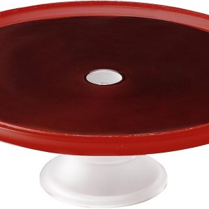 elle decor Soporte para platos de cristal para tartas Pedestal de vidrio esmerilado con parte superior rojafondo blanco Perfecto para pasteles y elle decor Soporte para platos de cristal para tartas Pedestal de vidrio esmerilado con parte superior rojafondo blanco Perfecto para pasteles y