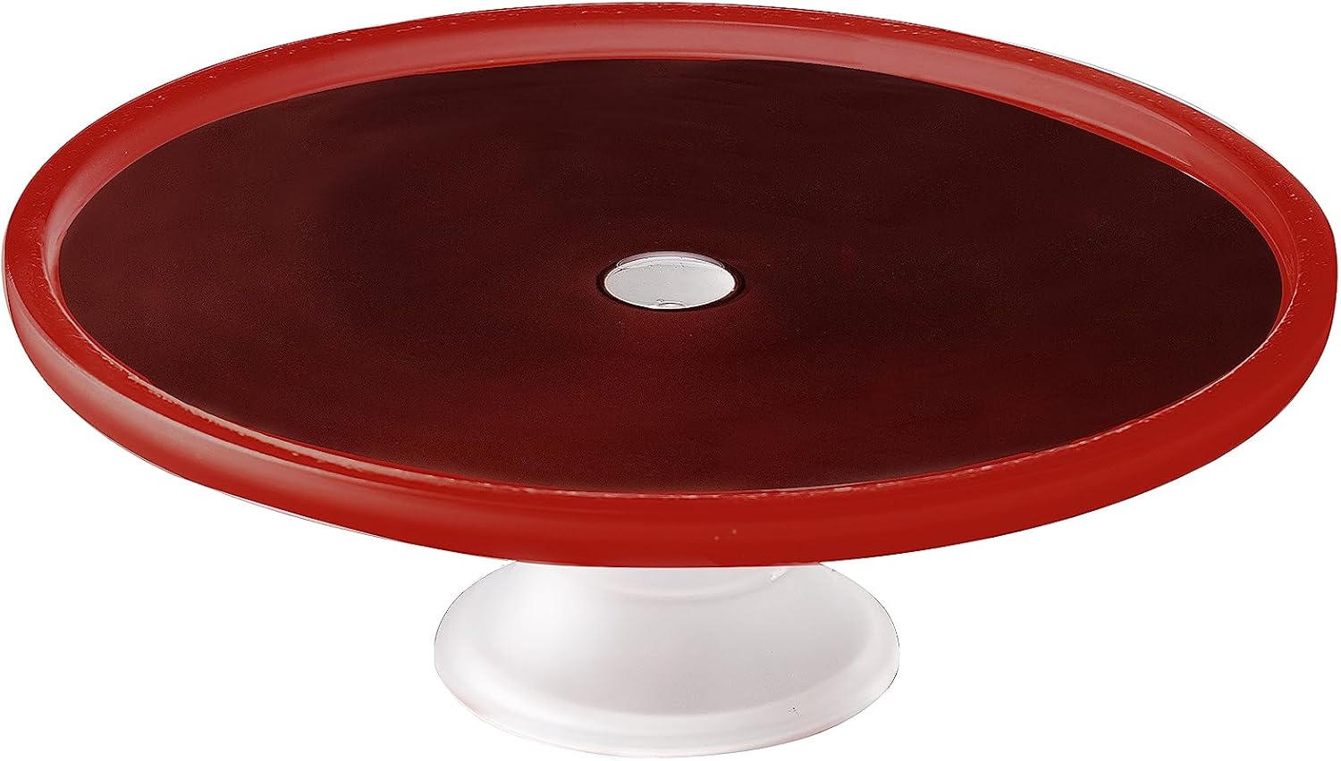 elle decor Soporte para platos de cristal para tartas  Pedestal de vidrio esmerilado con parte superior rojafondo blanco  Perfecto para pasteles y