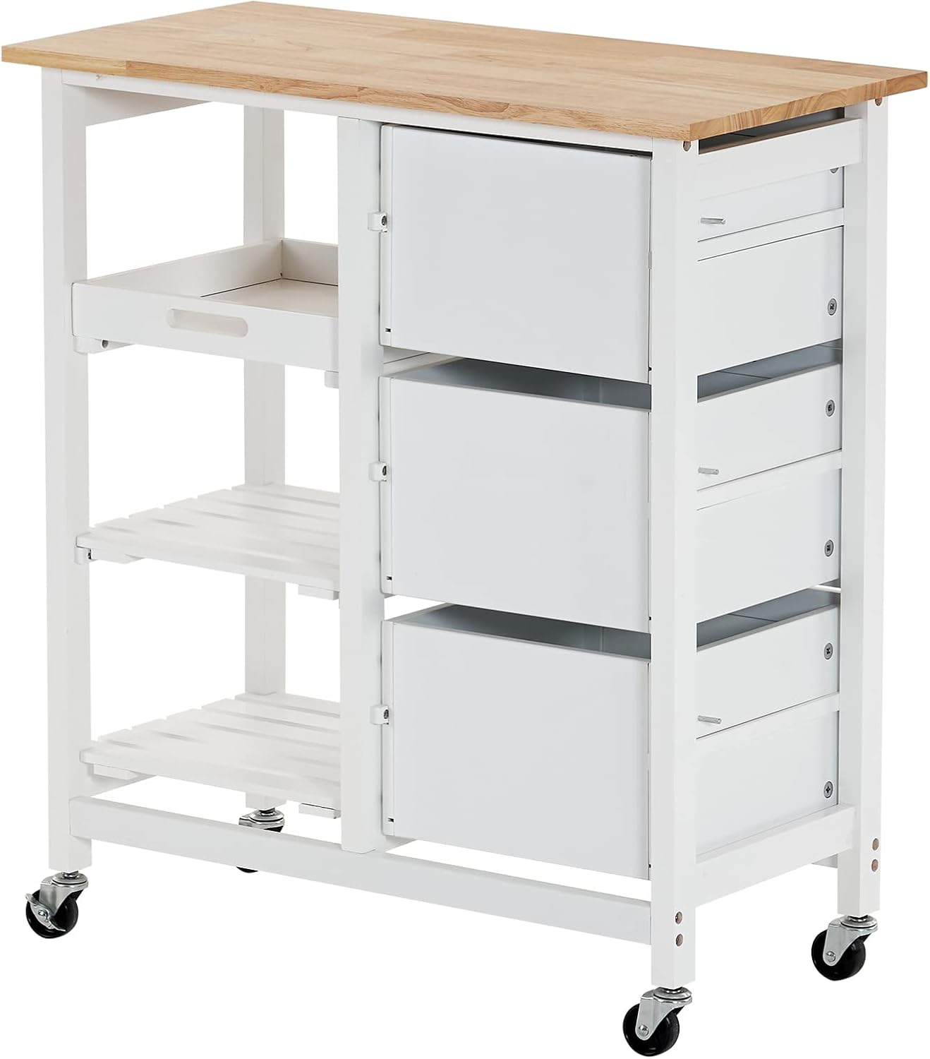 Carrito de isla de cocina blanco con almacenamiento, isla de cocina rodante, pequeña mesa de isla de cocina, carrito de café con ruedas, carrito de