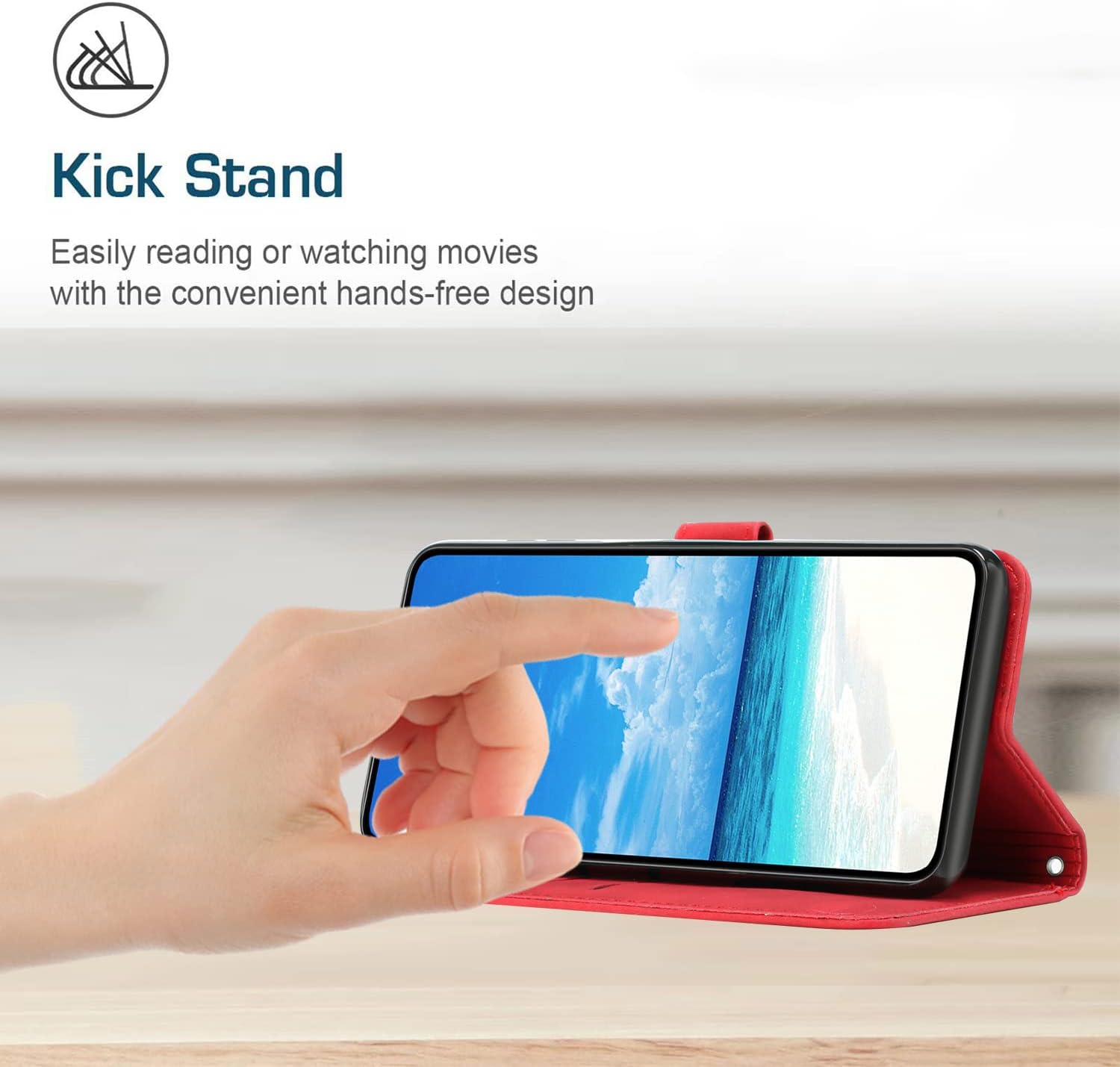 Para Xiaomi Poco X3 NFCX3  X3 Pro Flip Phone Case, Anti Drop, Anti Scratch Funda protectora, Funda protectora tipo cartera Rojo