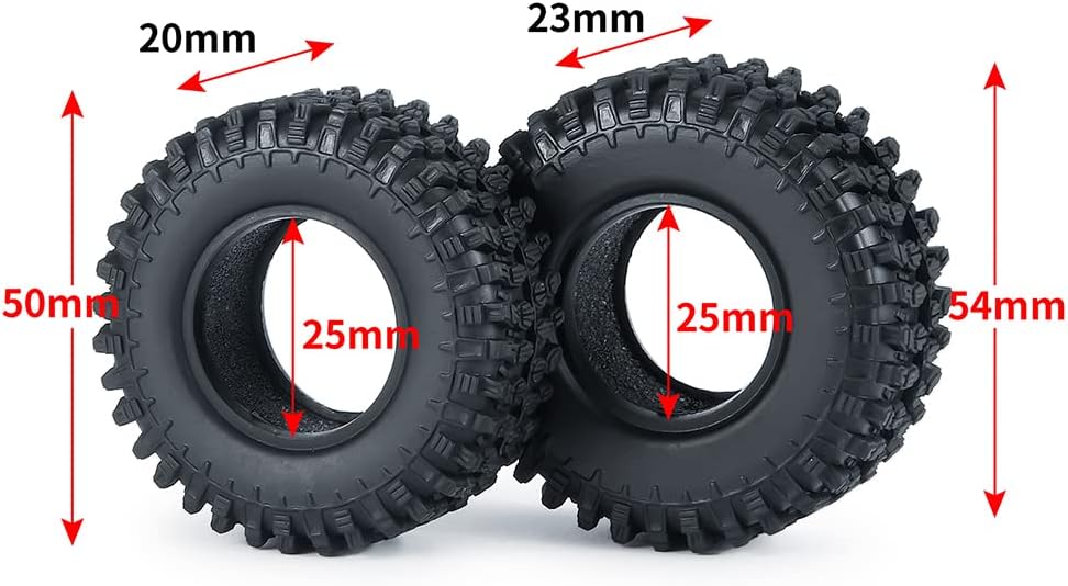 Juego de ruedas y neumáticos RC de 124 de 1 pulgada con micro Beadlock neumáticos de goma de 2.126in con inserto de espuma para cerrojo Axial SCX24
