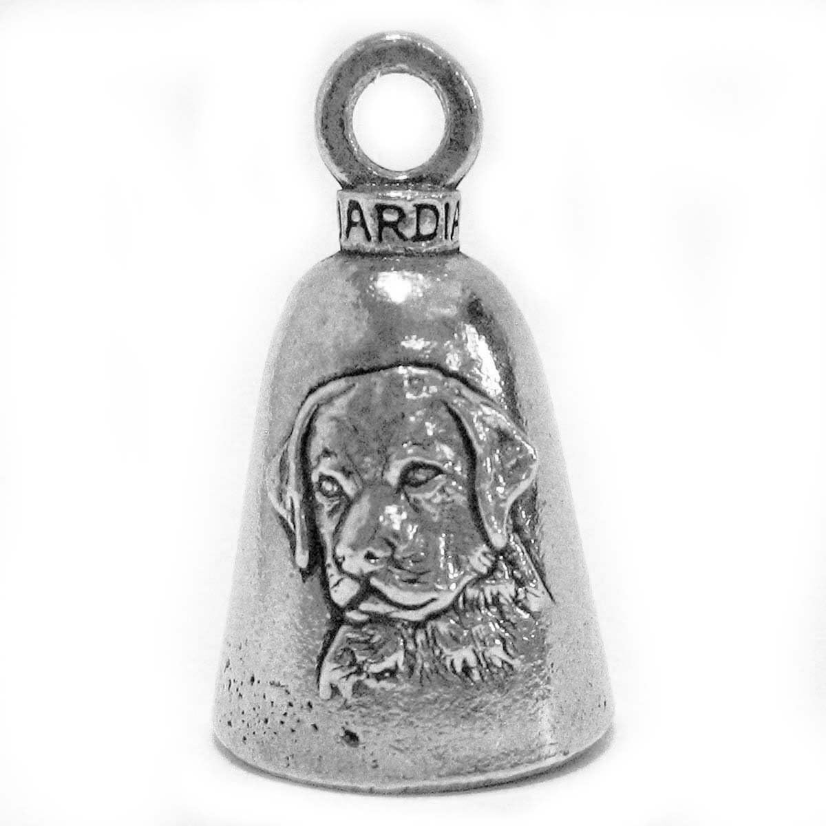 Guardian Bell Dog Good Luck Bell con llavero y bolsa de regalo de terciopelo negro  Campana de motocicleta  Peltre sin plomo  Hecho en Estados Unidos