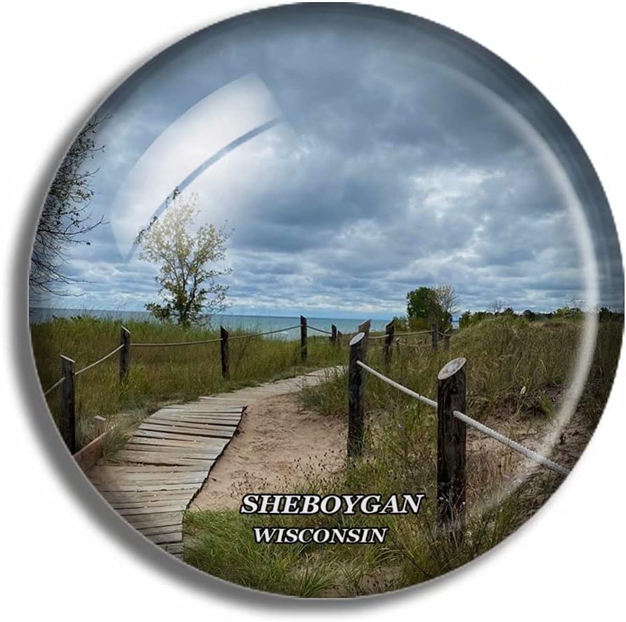 Sheboygan Wisconsin – Imanes de cristal para nevera, diseño de recuerdo de viaje, para regalo, decoración del hogar, oficina, pizarra blanca