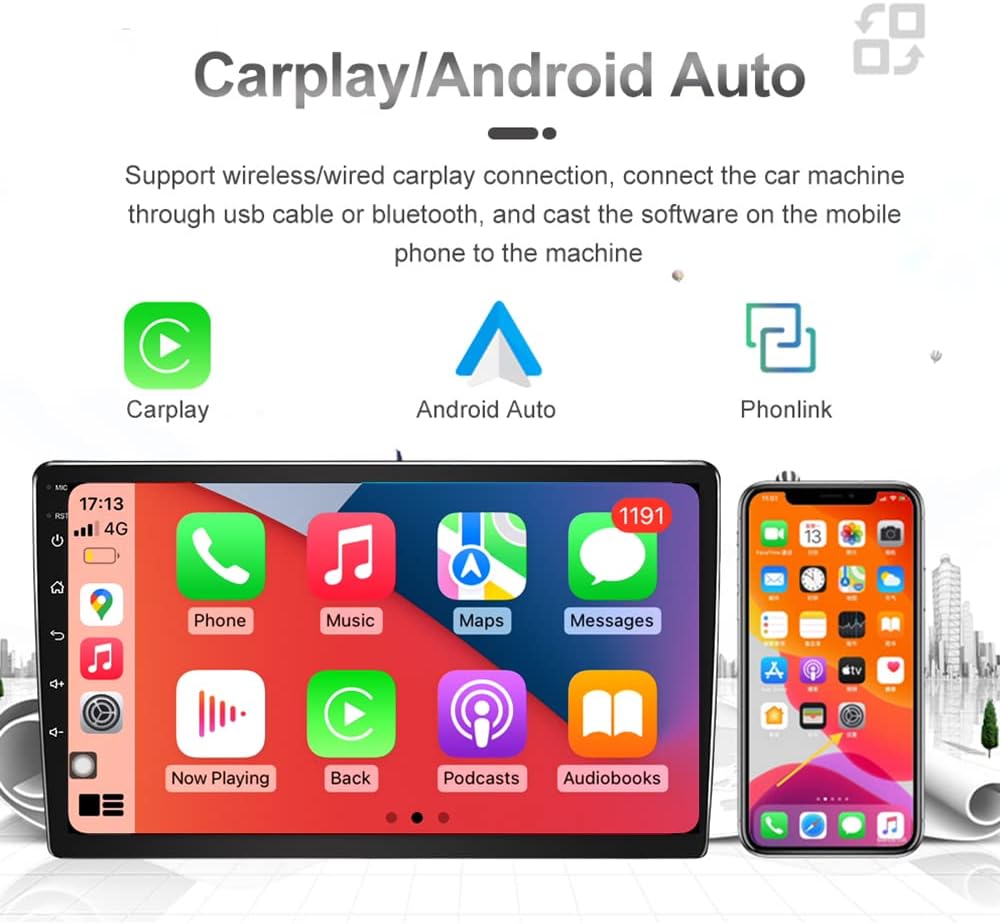 Android 12 estéreo para Ford Mustang (2010-2014) Manual AC, pantalla IPS de 10 pulgadas 2G+32G Carplay inalámbrico incorporadoAndroid Auto Cámara