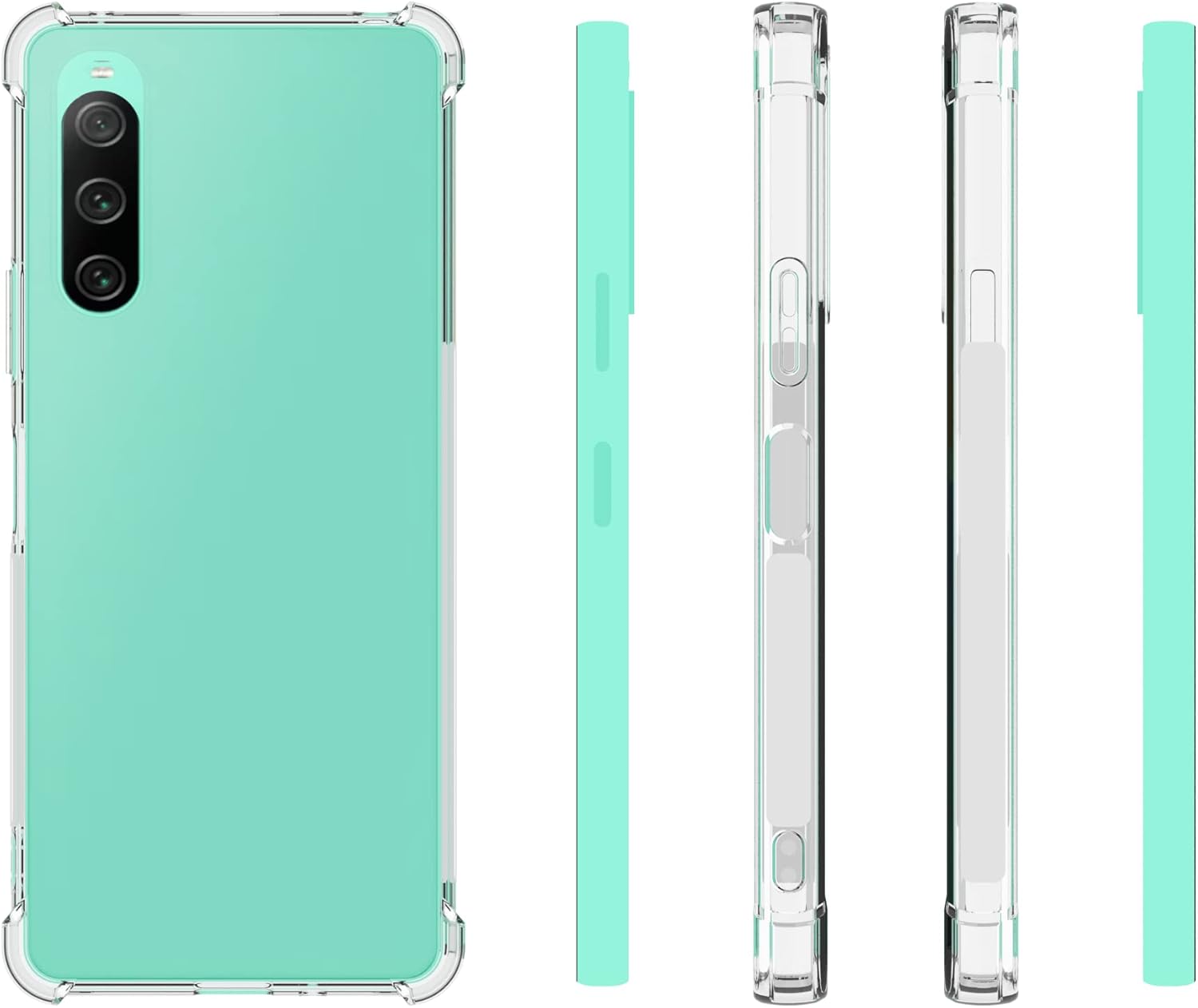 Funda para Sony Xperia 10 V Clear TPU Cuatro Esquinas Cubierta Protectora Transparente Suave