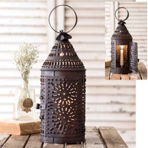 CTW Linterna de vela de Paul Revere de lata de color marrón rústico 5 de ancho y 14 de alto CTW Linterna de vela de Paul Revere de lata de color marrón rústico 5 de ancho y 14 de alto